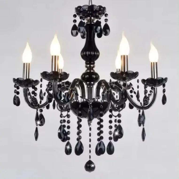 Trending Chandelier Lamps Black smoke Candle 11-light modern Unique crystal chandeliers for dining room