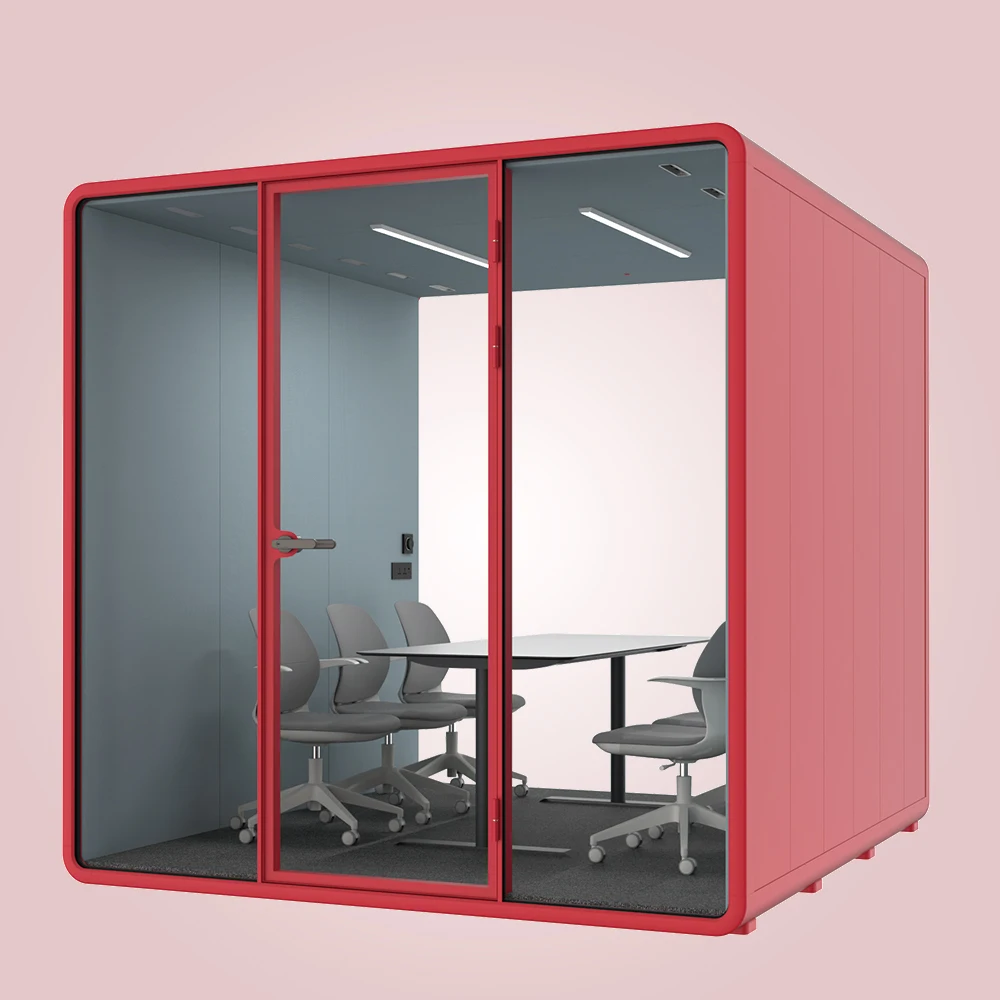 Movable office meeting pod soundproof working pod for 6 people seats
