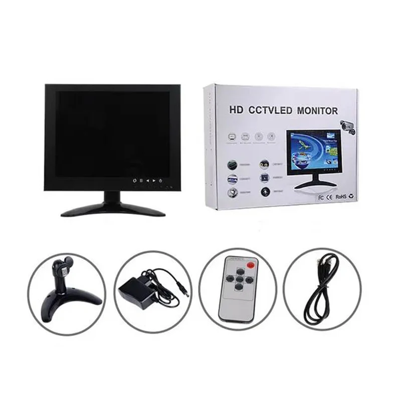 7inch 4:3 Multiple-Input LCD Surveillance Monitor with  VGA BNC Picture-in-Picture for Security Remote Monitoring