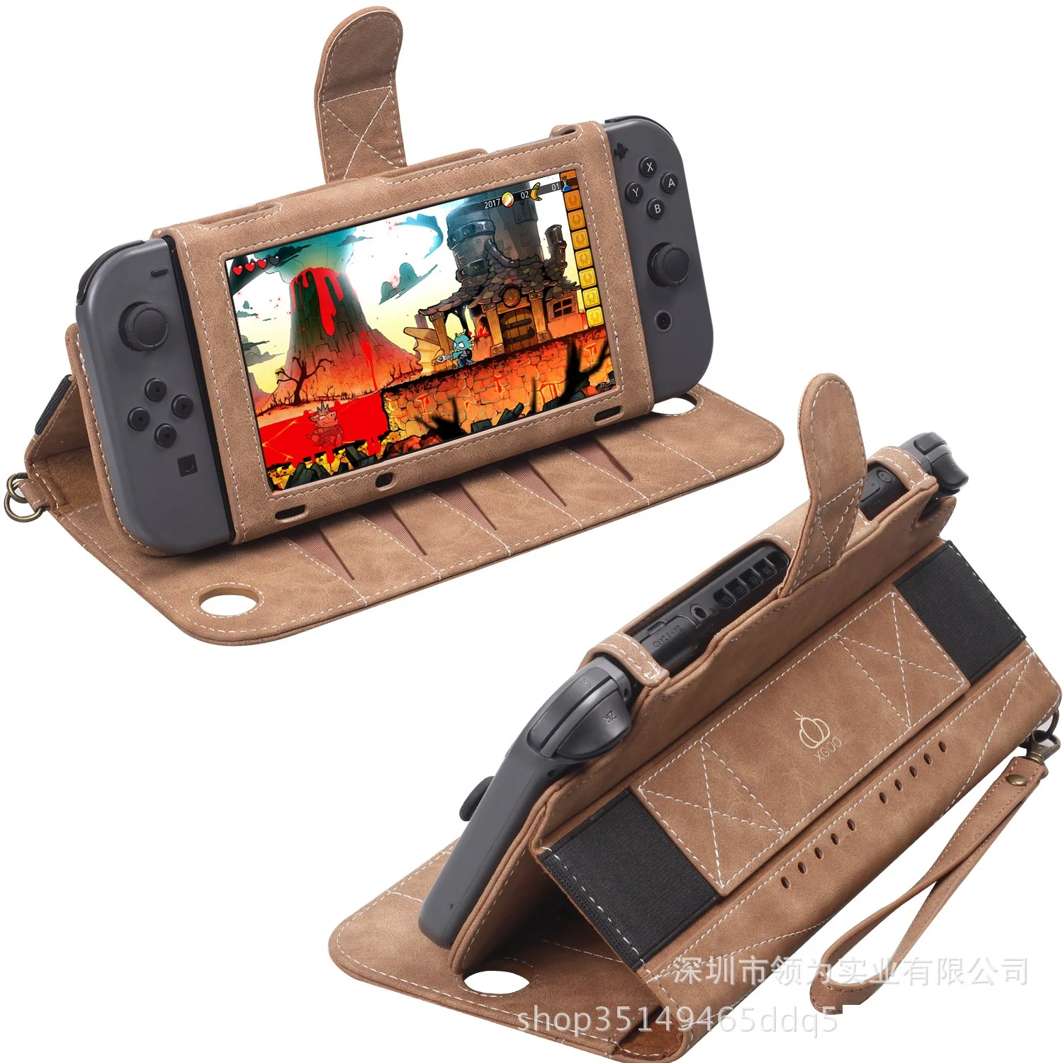 leather Carrying Case Game Card Cartridges foldable multifunctional stand for Nintendo Switch