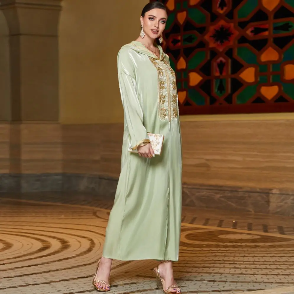 Women Latest Design Kaftan Marocain Luxurious Hoodie Abaya Turkey Caftan Saudi Oman Eid Moroccan Dress