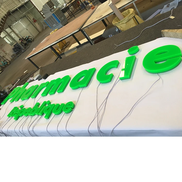 Customized pharmacie shop name logo advertising fronlit illuminated led acrylic letter sign