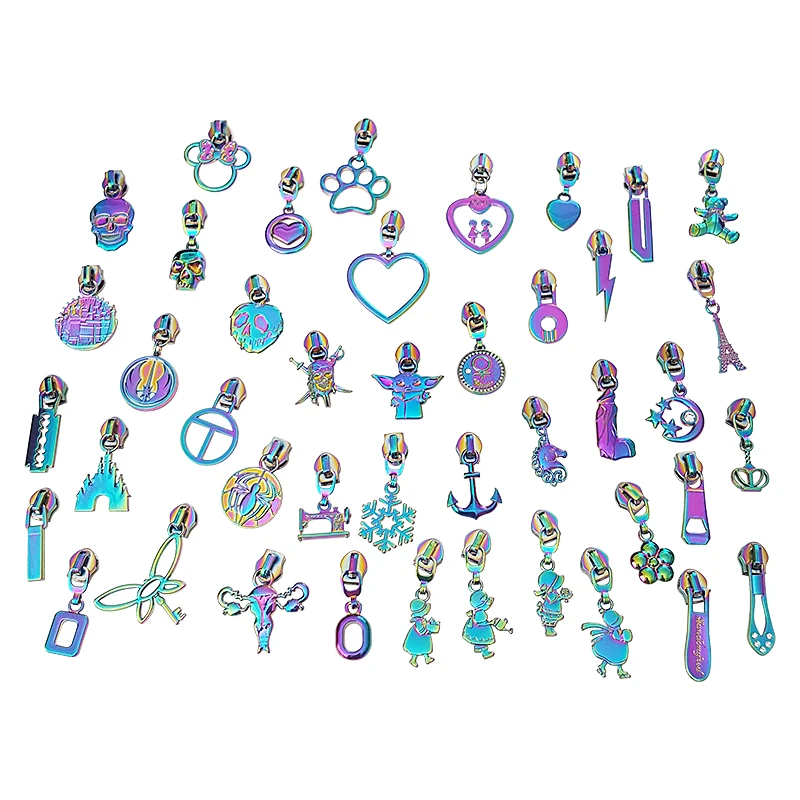 Eco-friendly Custom Metal Zipper Pull Slider for Purse Colorful Plated Metal Zip Puller for Clothing