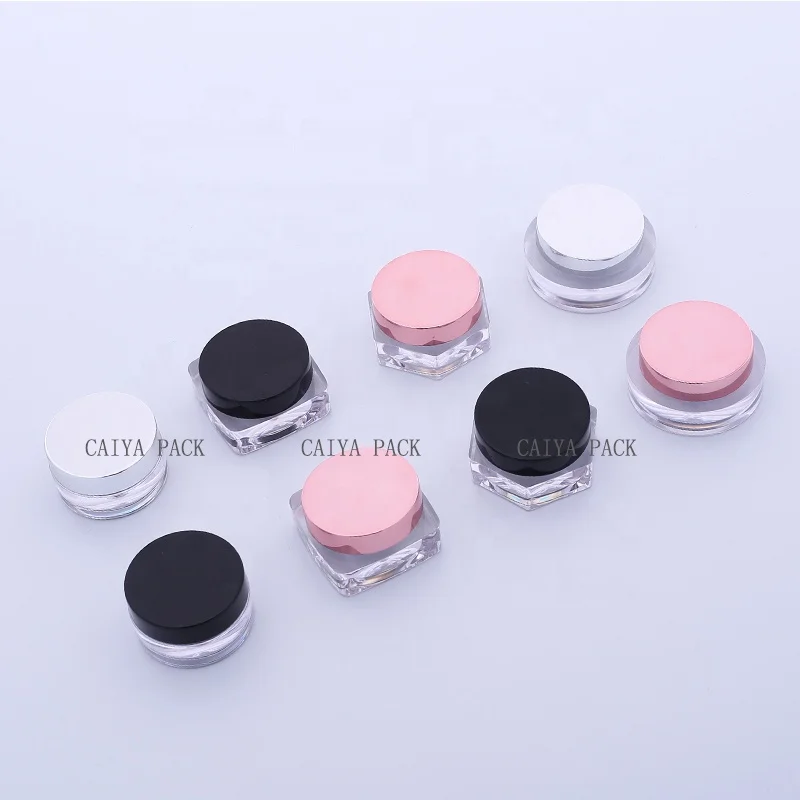 Hexagon 5g rose gold black mini pink empty nail polish eyeshadow powder case eyebrow gel eye serum cream containers with sifter