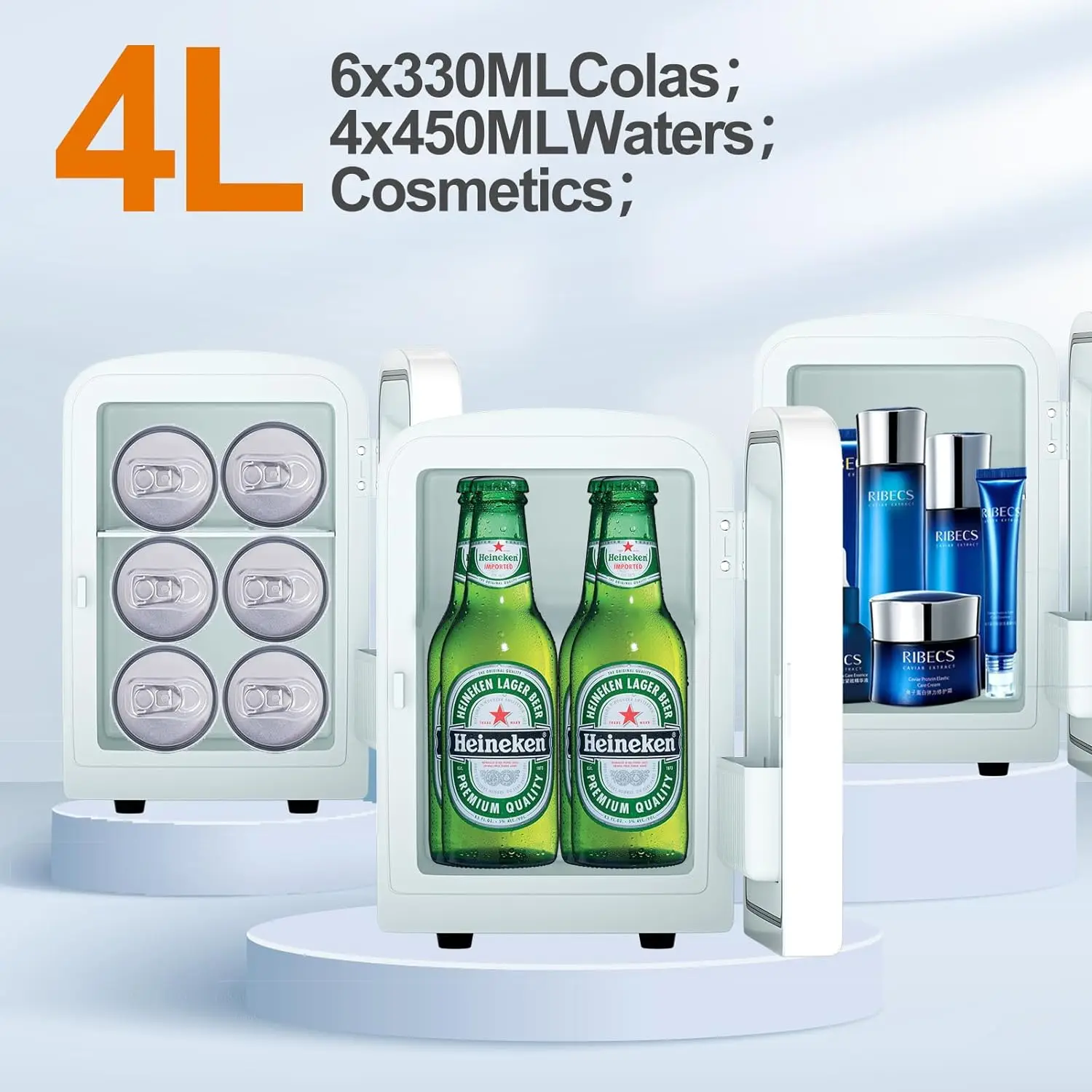 Wholesale 4 Liter Thermoelectric Mirror Led Glass Door Mini Drink Beauty Fridge With Infinity Led Light Door