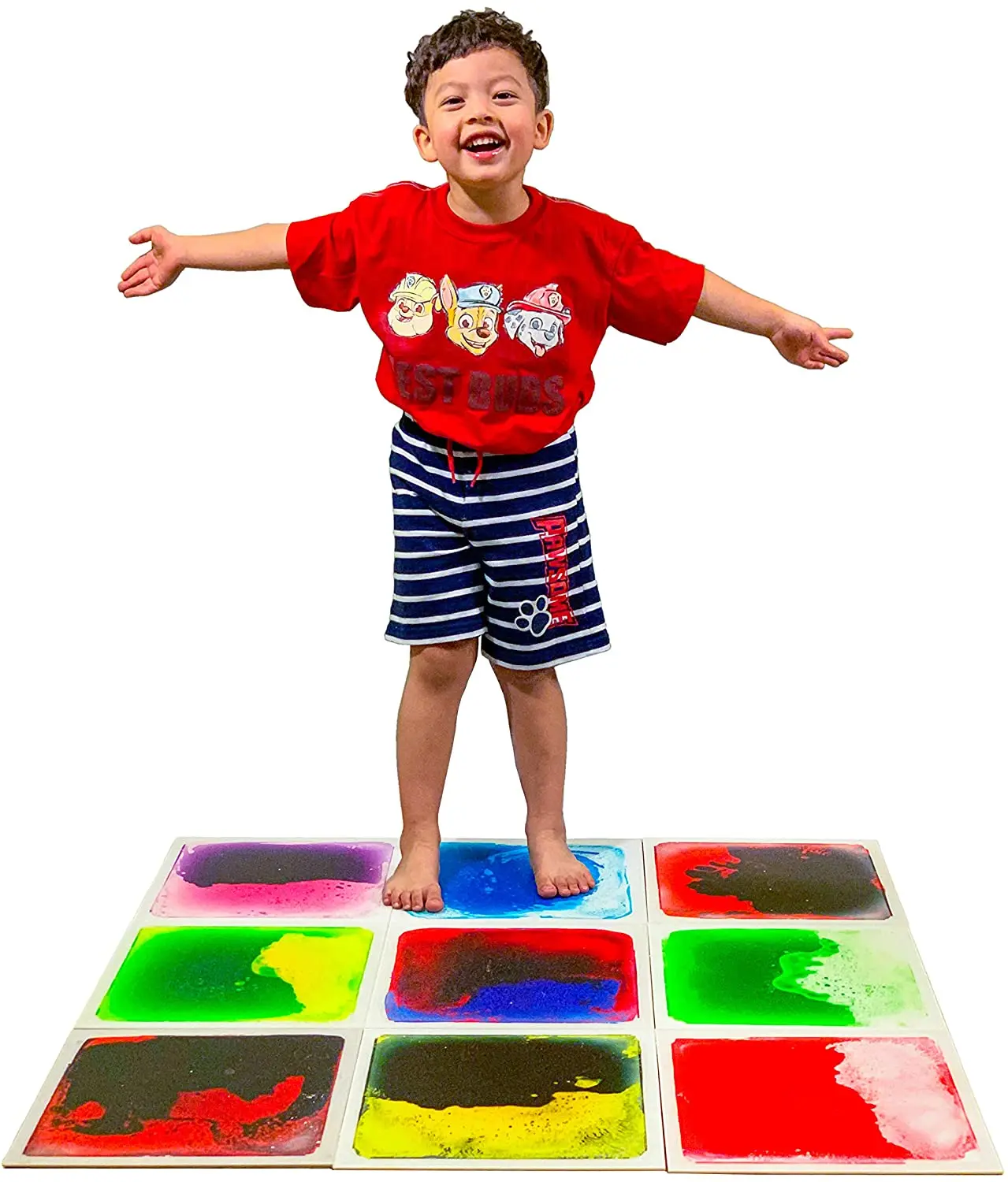 Sensory toys Imagination Development Liquid PVC Floor Tile Mat Educational Toys Kids Children Sensory Floor Tile