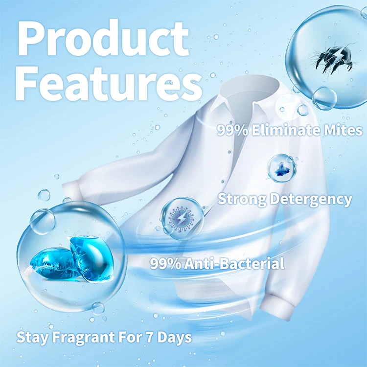 High Quality Eco-Friendly Hypoallergenic Anti-Mite Laundry Detergent Capsules Disposable Soap Pods with Long-Lasting Fragrance