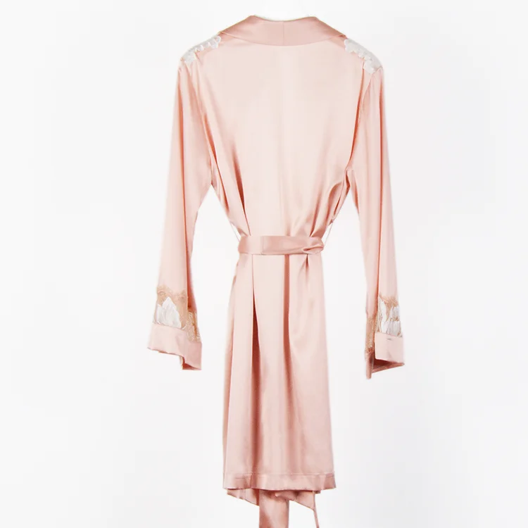 New fashion real silk pyjama 2 suit robe set 100% pure silk pajama