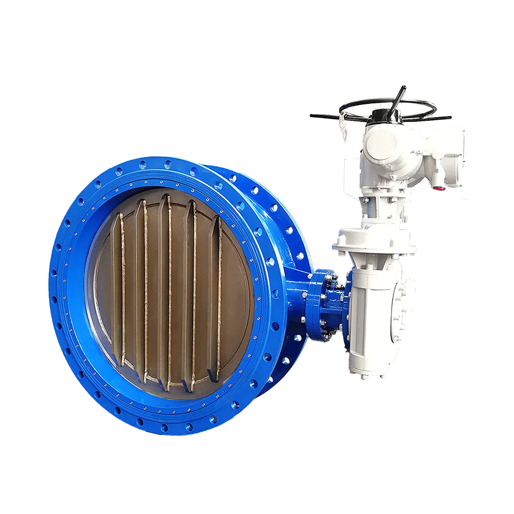 Double eccentric double flange electric butterfly valve for water supply and drainage