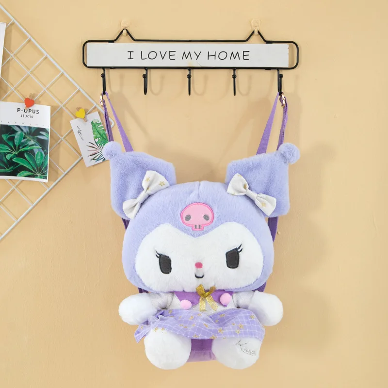 Sanrio Cartoon Kuromi Melody Plush Doll Bag Japanese Style Parent-child Backpack Cute Sanrio Plush Backpack Gifts Kids