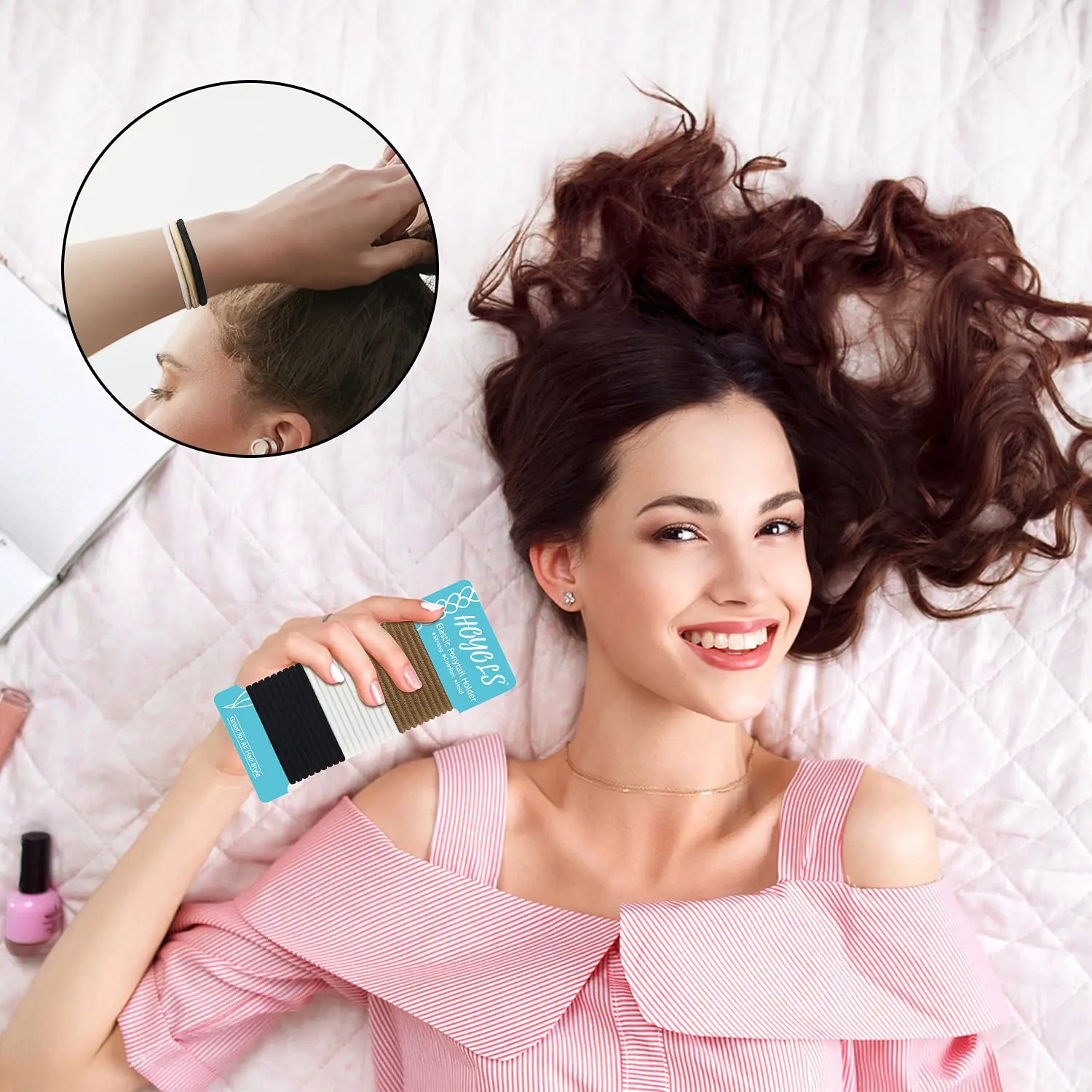 No Metal Hair Elastics Bands Assorted Color for Womens Medium Thick Hair 4mm Ponytail Holder Gentle Hold No Snag Hair Ties