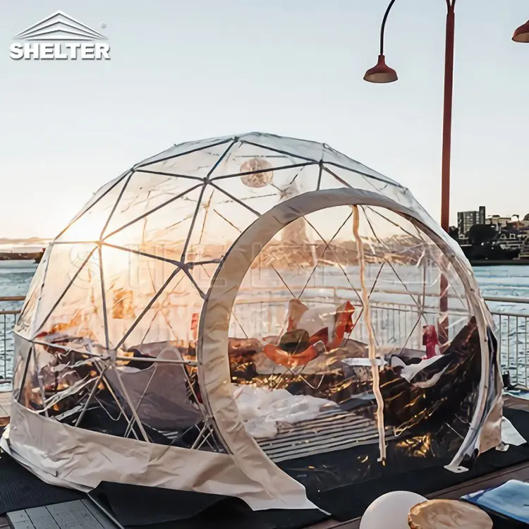 4m Luxury Eco Hotel Decoration Prefab Transparent Geodesic Waterproof Round Dome Tent House Glamping Tent For Sale