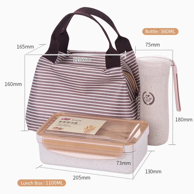 HaiXin Eco Friendly Wheat Straw Bento Lunch Box Container Takeaway Water Bottle Lunch Box Set with Bag