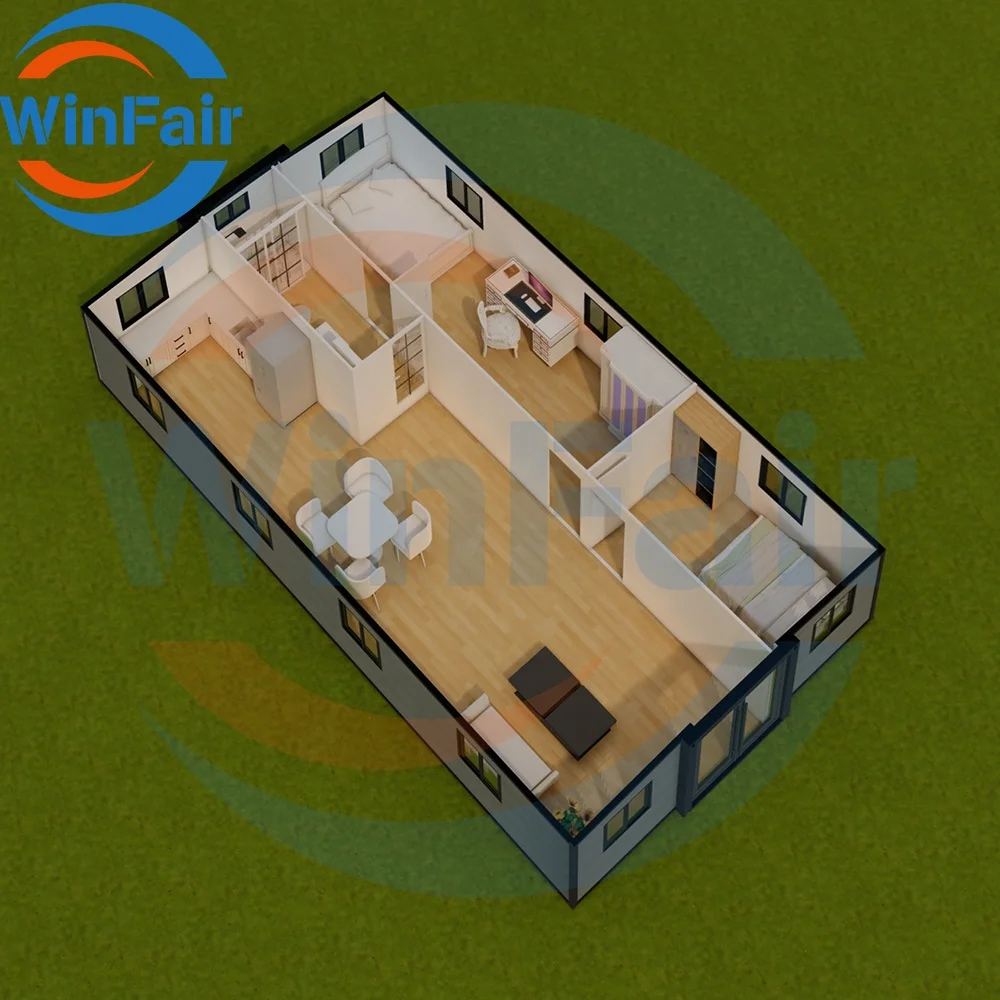 WinFair Container Homes 40Ft Foot Luxury Modern Prefabricated 2 Bedroom Expandable Container Mobile House Ready For Living