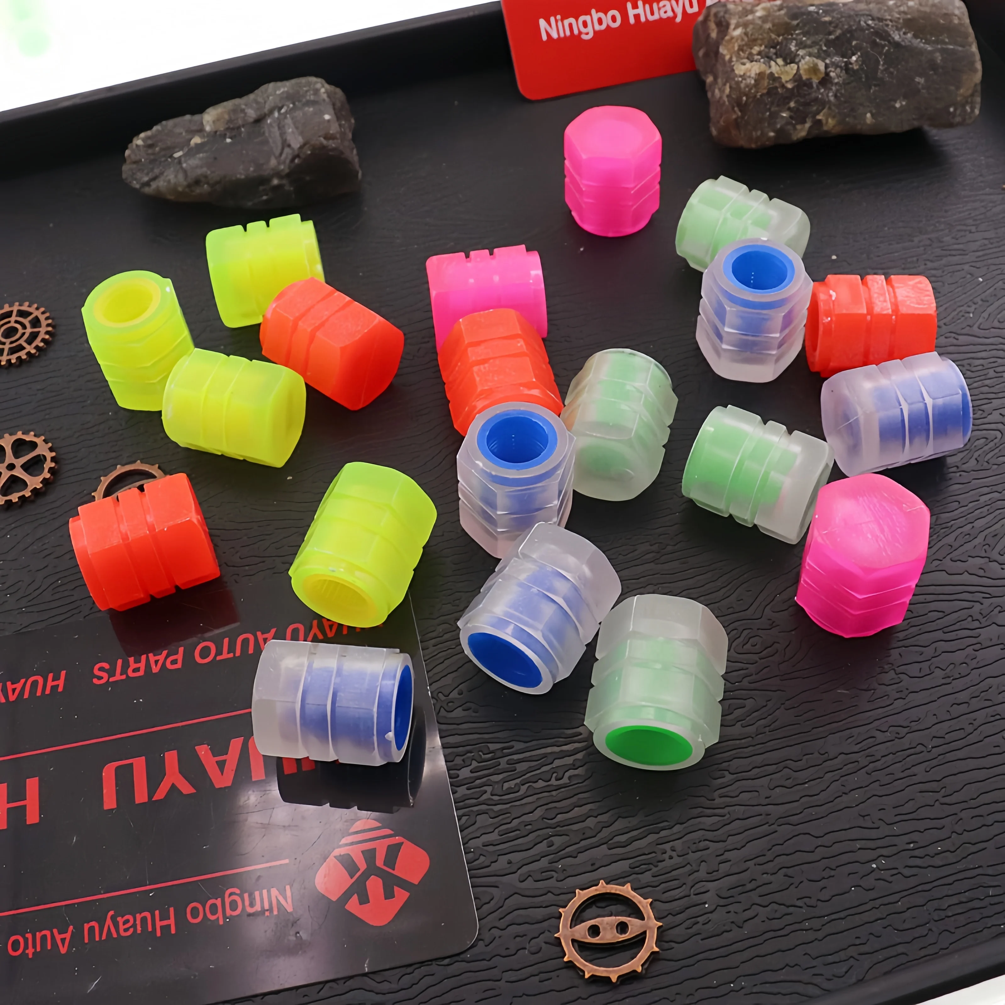 Fluorescent Car Tire Air Dust Cover Luminous Glow in The Dark Valve Stem Caps