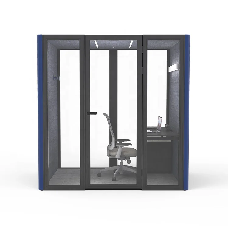 Moveable Small Cabin Indoor Office Pods 4 Seat 6 Person Meeting Booth Shared Smart Acoustic Office Pod With Seating