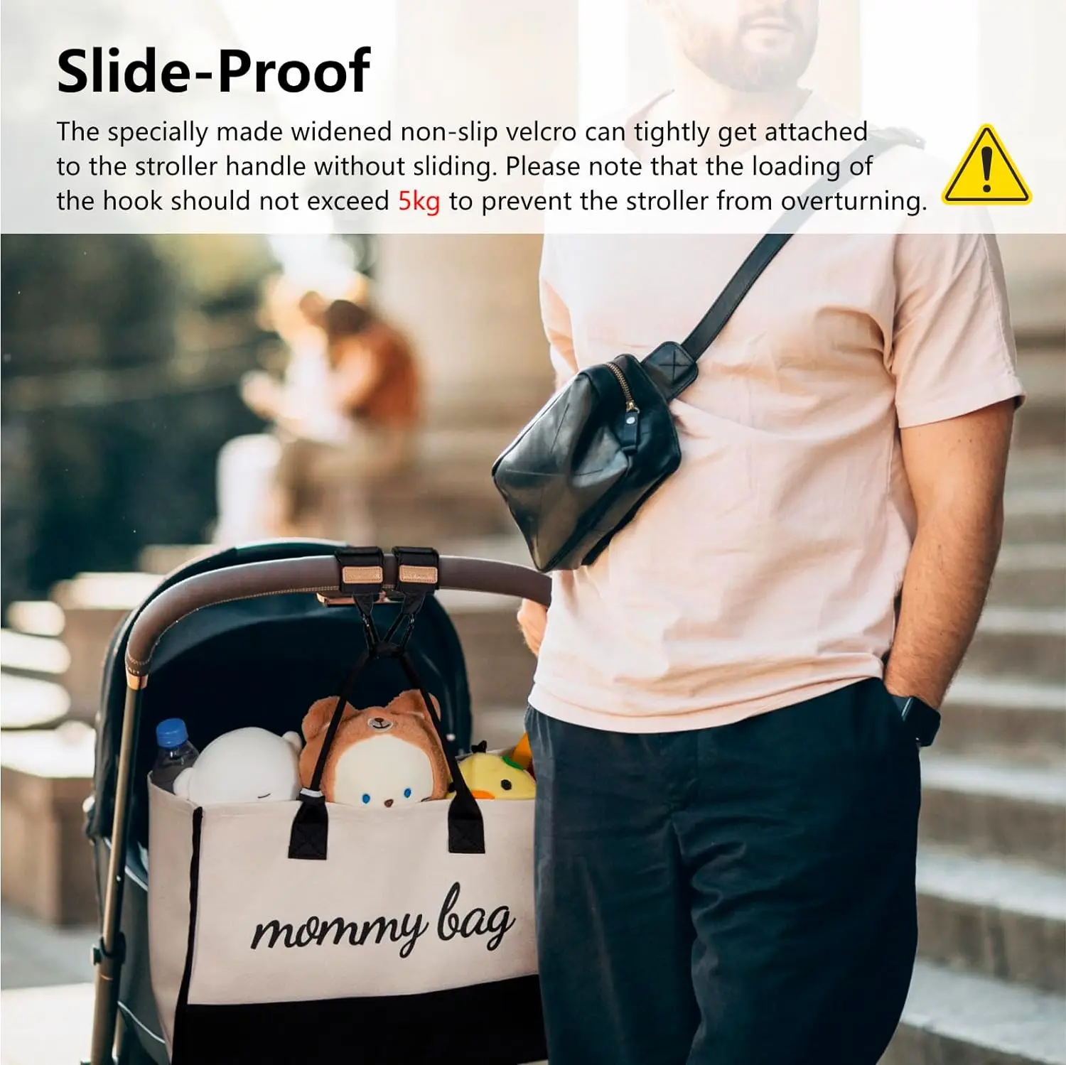 Universal Stroller Organizer with Cup Holder Detachable Phone Bag and Shoulder Strap, Stroller Caddy Fits for Stroller