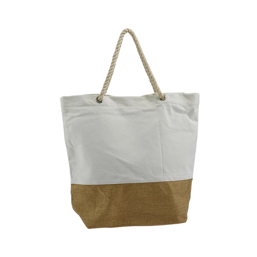Хлопковая Джутовая сумка с веревочной ручкой Холщовая Сумка пляжная для женщин