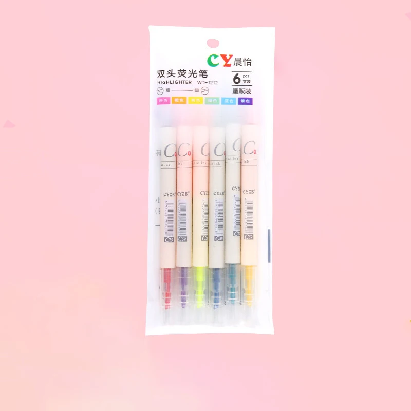 Dual Tip Customized Light Highlighter Marker Pen Set