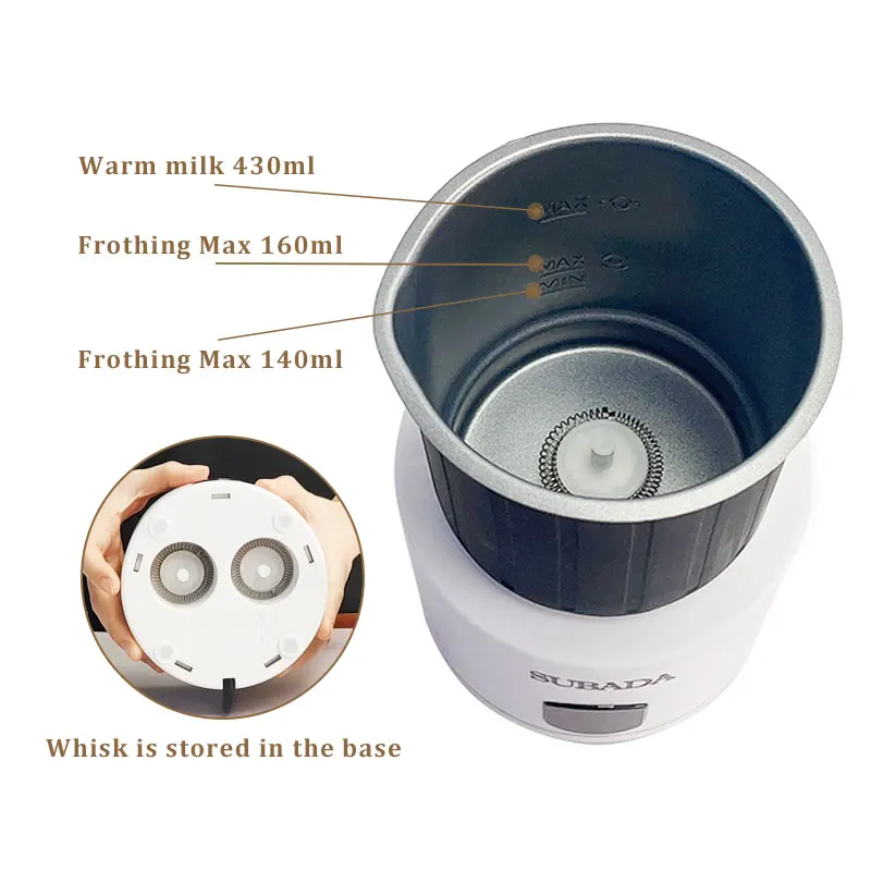 Dropshipping 4-in-1 Milk Frother with Dishwasher Safe Milk Jug Hot/Cold Foaming Hot Chocolate Milk Foamer Handhold