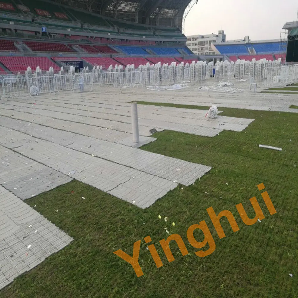 T-01 Outdoor Anti-slip Turf Grass Lawn Temporary Flooring Protection Tiles Sheet For Walking Path On Road