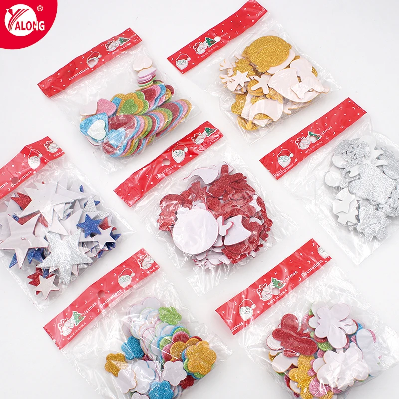 Yalong Glitter letter stickers Handmade eva foam stickers digital cartoon English patch material custom sticker