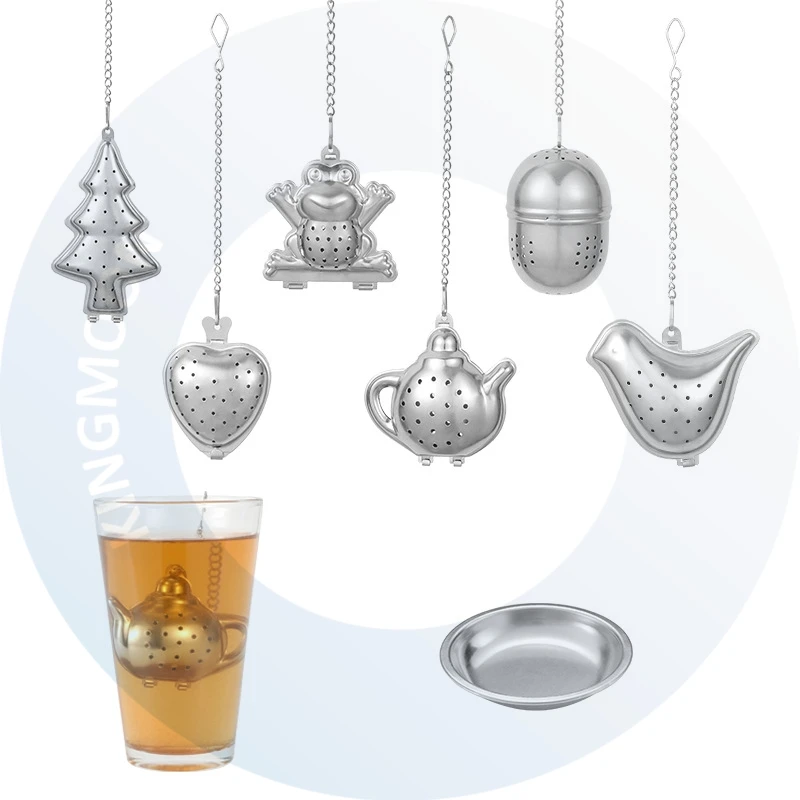 Factory Supply Multi Shapes Stainless Steel Tea Infuser Mesh Strainer with Long Chain