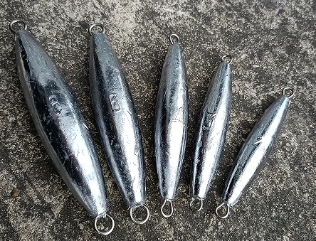 28G-1000G Torpedo 2pc stainless steel loop in line trolling fishing  lead sinker fishing weights