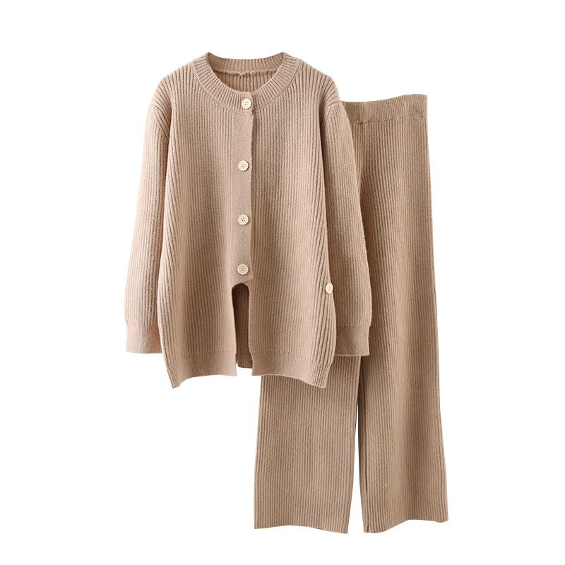 New arrival winter fashion knitted sweater lady oversize knitted trousers wholesale two piece set