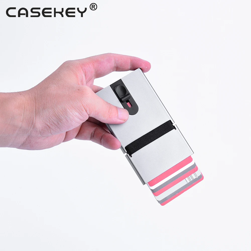 Casekey Extra thin Anti Theft Rfid Blocking Aluminum Metal wallet for Men Women with Coin Pocket