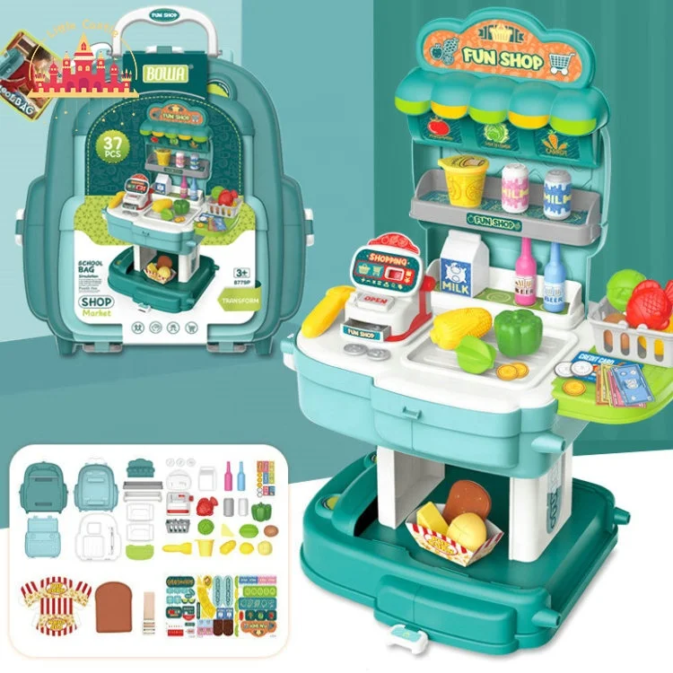 2023 2 in 1 children pretend play backpack plastic dressing table toy SL10D025