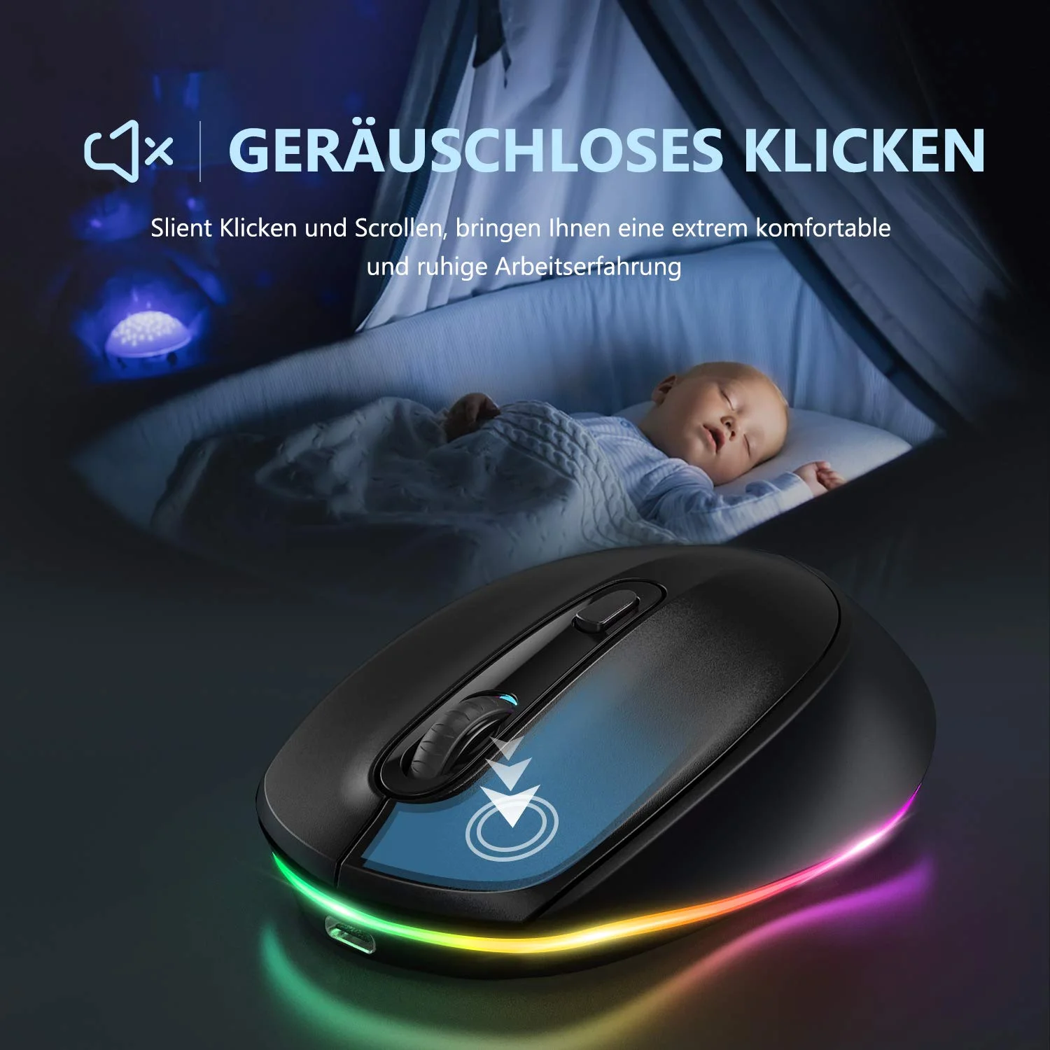 SEENDA LED Wireless Mouse with Illumination Colorful Mice for Laptop PC Mac Tablet Rechargeable RGB Mouse