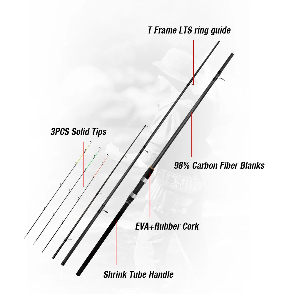 3.6m 150g EVA Handle Stream Graphite Feeder Fishing Rods with 3 Tips