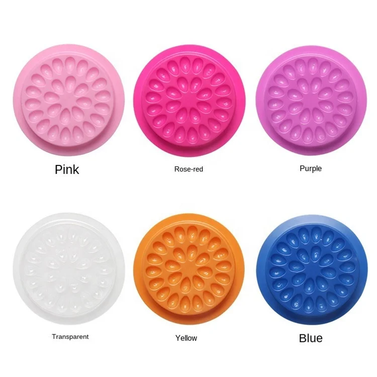 Round Plastic Disposable Eyelash Glue Holder Glue Tray with White Base Disposable Plastic PVC Color Makeup Palette OEM Tools