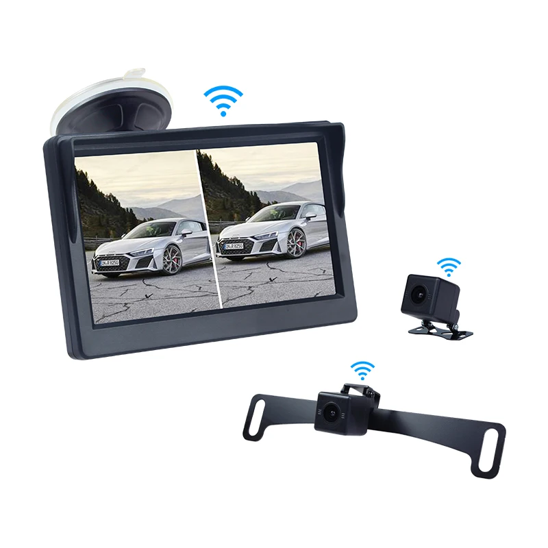 Цифровая беспроводная система резервного копирования 5-дюймовая 2-канальная беспроводная автомобильная камера заднего вида