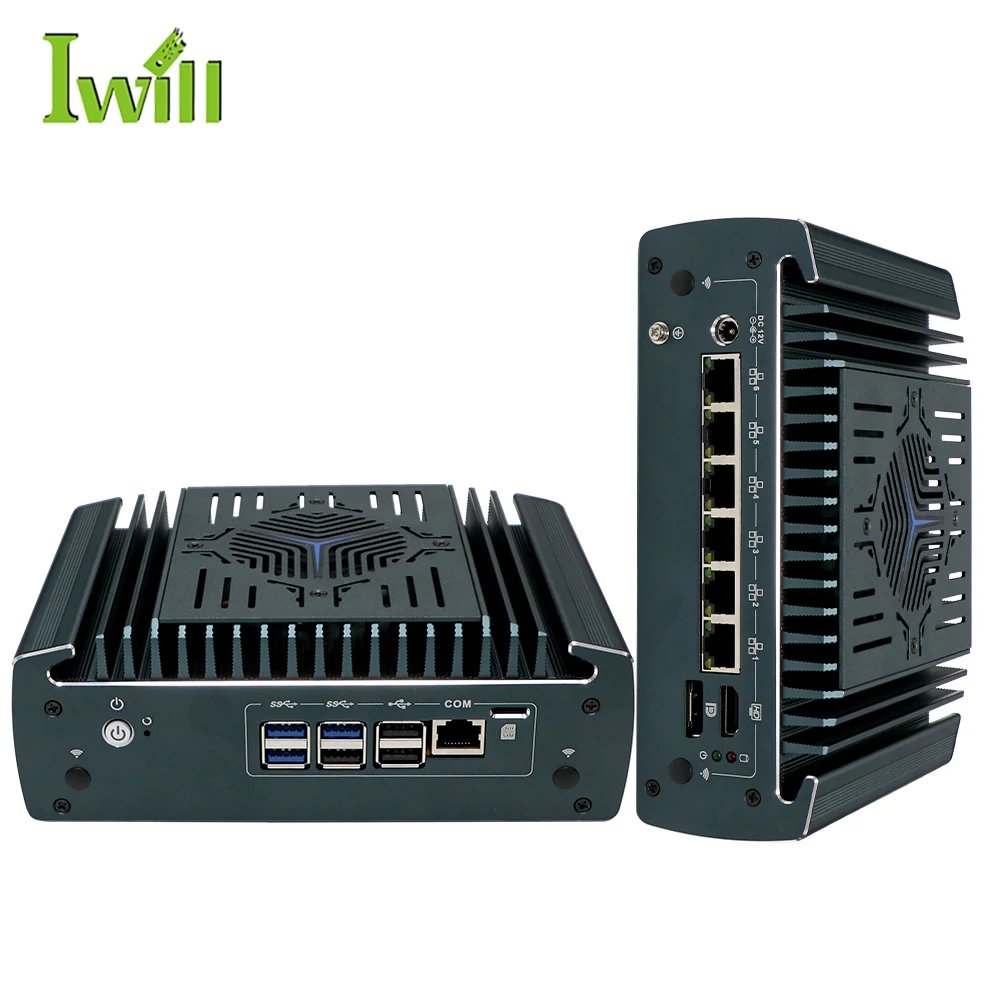In-tel I7 Processor pc Core I7 6 Ports With 6*2.5G Ethernet port And 12th gen Din Rail Industrial Pc