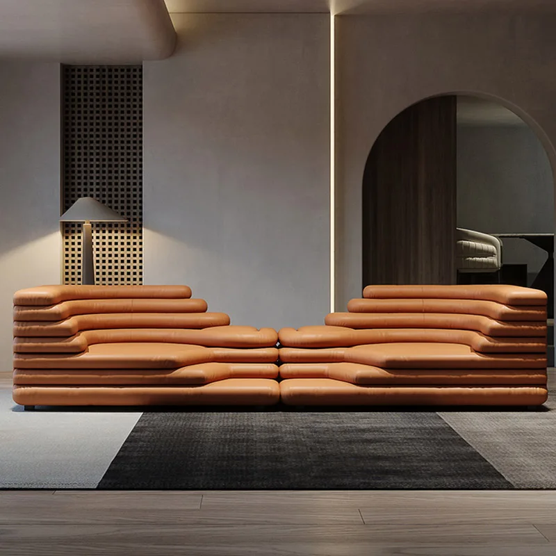 New Design Leather Floor Modular Italian Sofa Set Modern Corner Sitting Couch Bed Luxury Home Sectional Living Room Furniture