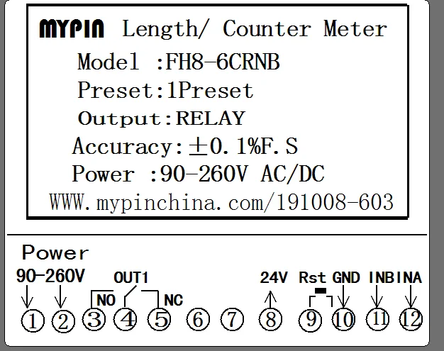 FH series 6 digit Pulse Batch Counting Meter/Counter(MYPIN)