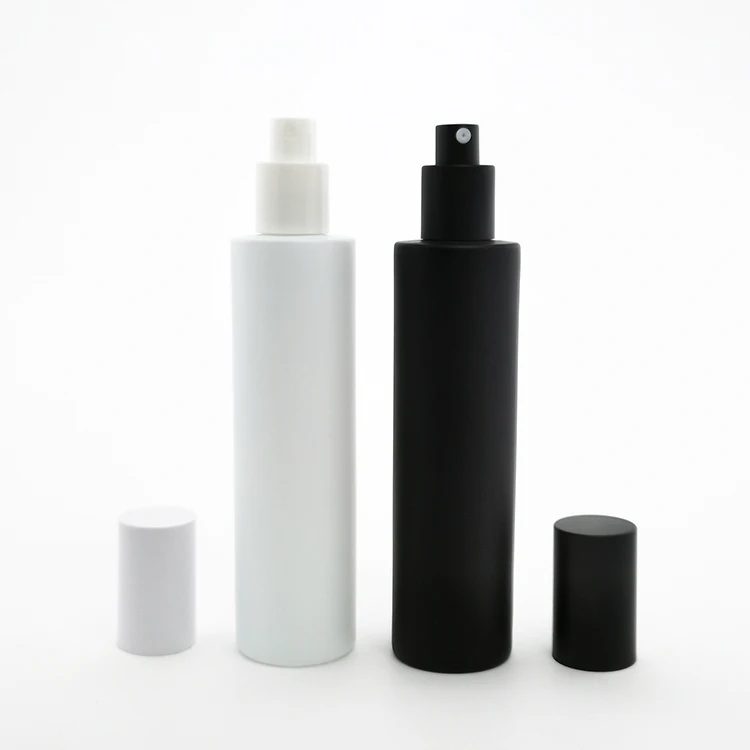 4oz 120ml empty matte black white glass cosmetic  bottles perfume spray pump bottle with plastic spray for packing