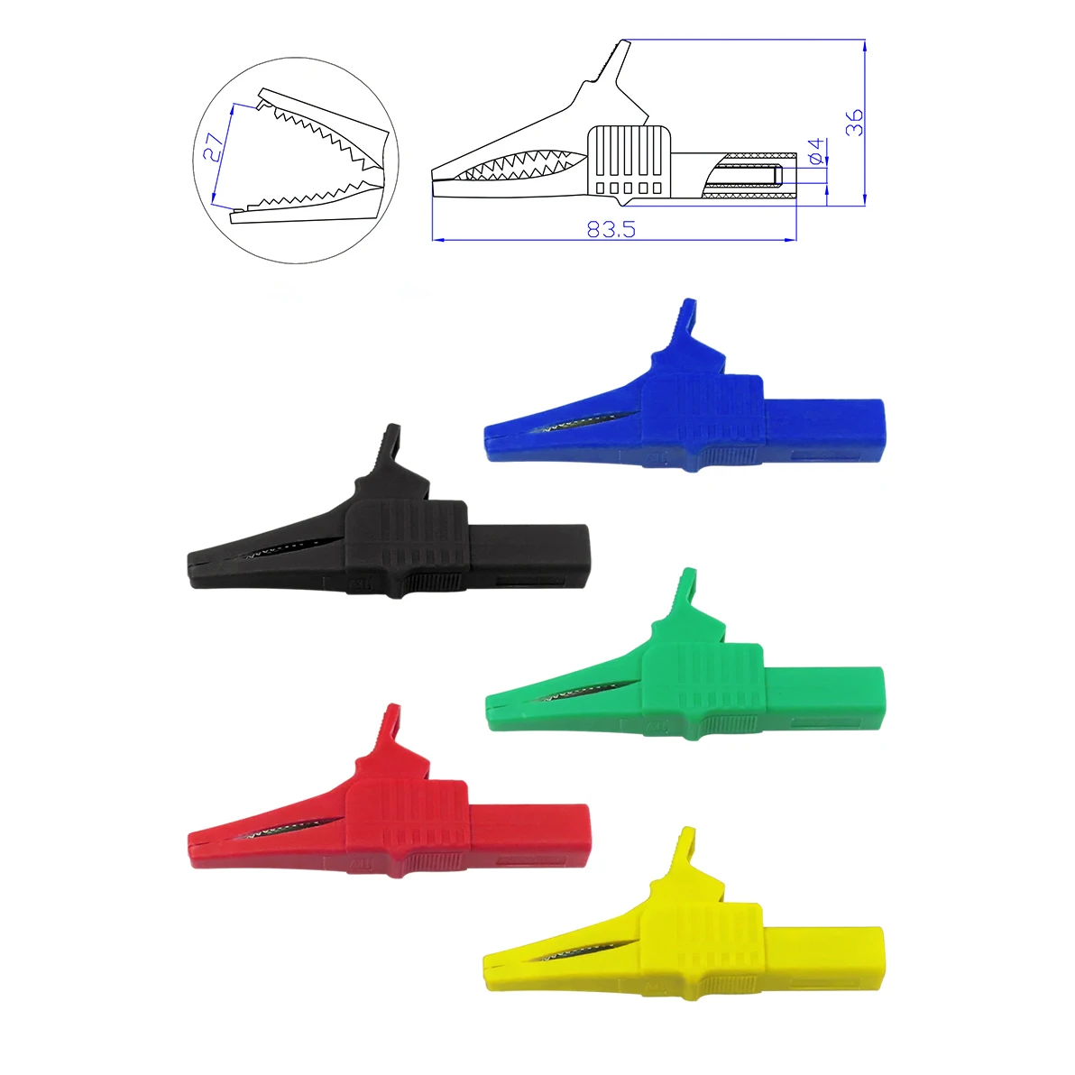 5PCS 5 colors 32A 1500V insulation alligator clip safety test clip for 4mm copper banana plug with cover