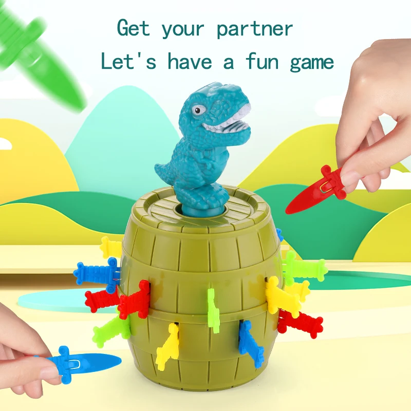 Kids fun scare funny pirate dinosaur bucket sword bucket family interactive muti-functional game stunt toy for boys or girls