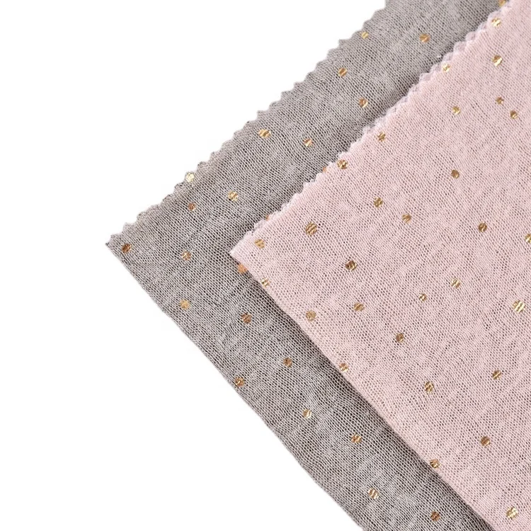 Soft Rayon Polyester Viscose Heating Foil Print Knit Hacci Fleece Fabric for