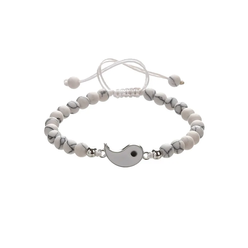 Hot Sale Eight-diagram-shaped Appetizer Bracelet Hand-woven Frosted Stone White Turquoise Bracelet Couple Gift