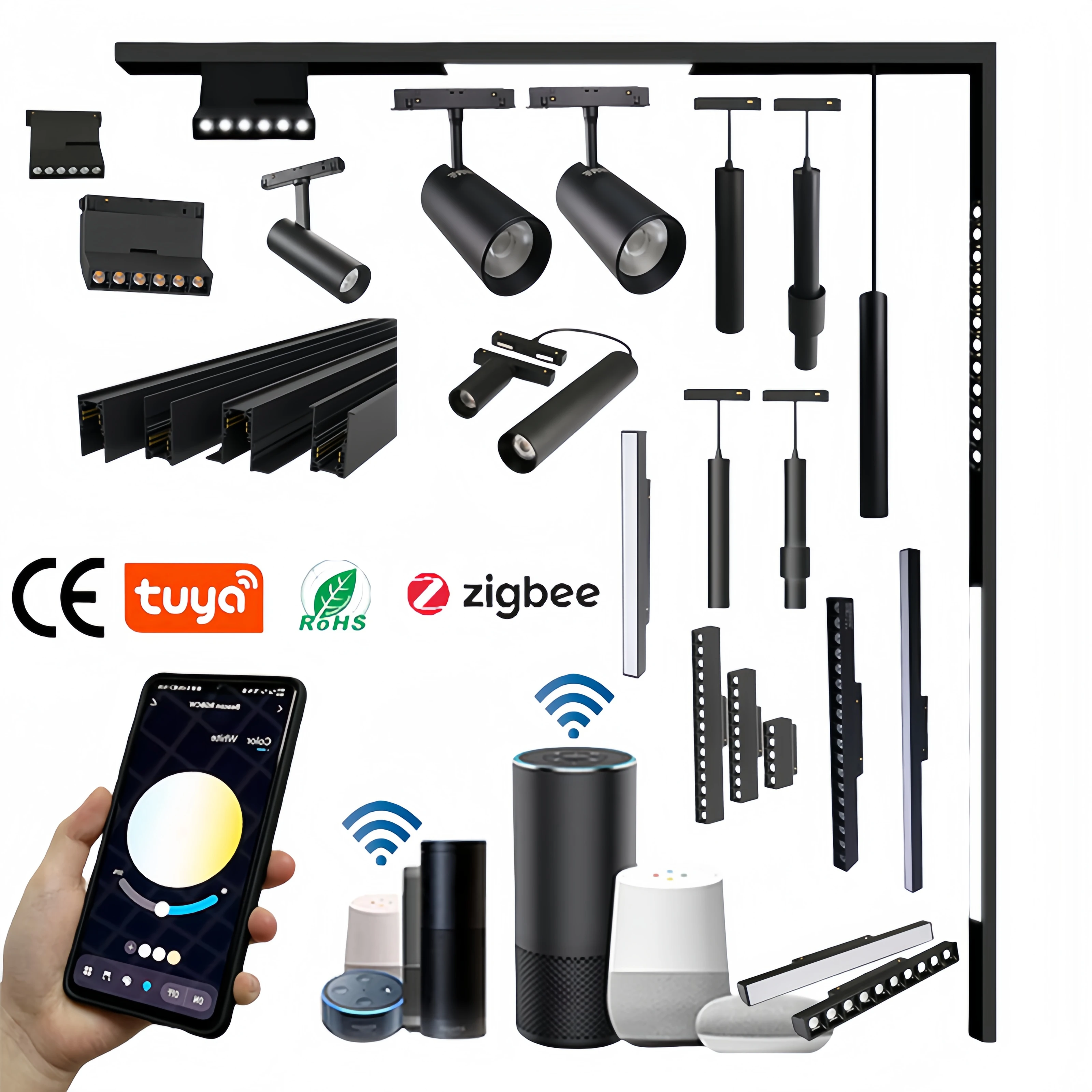 Euro Modern Spotlight Ceiling Surface Recessed 48V Cob Magnetic Track Lighting System Led Magnetic Track Rail