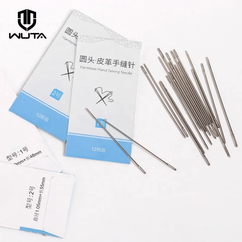  WUTA 12 шт. Leathercraft швейные иглы большие глаза тупые скобы для степлера жгут Круглый с принтом в виде пятиконечных кожа ручная швейная