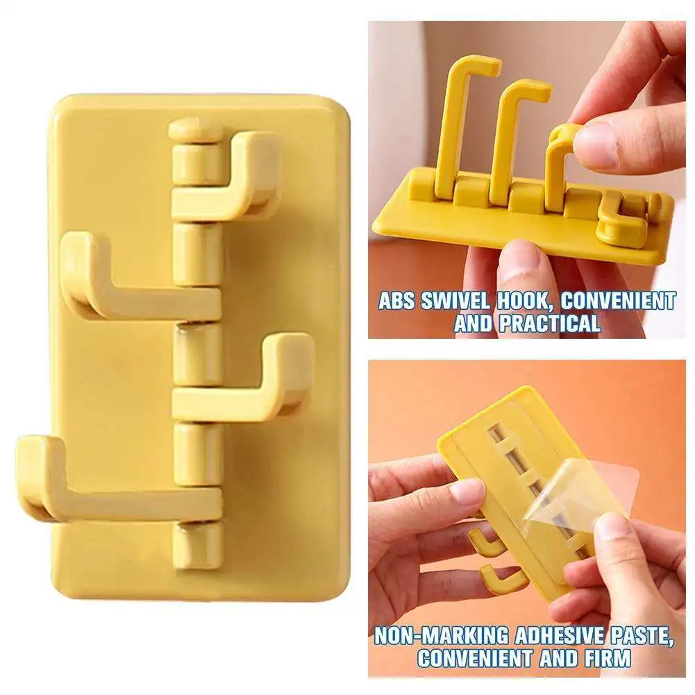 Kitchen Bathroom plastic Strong adhesive Hook Storage multi functional Hanger Wall mounted 4 Hooks
