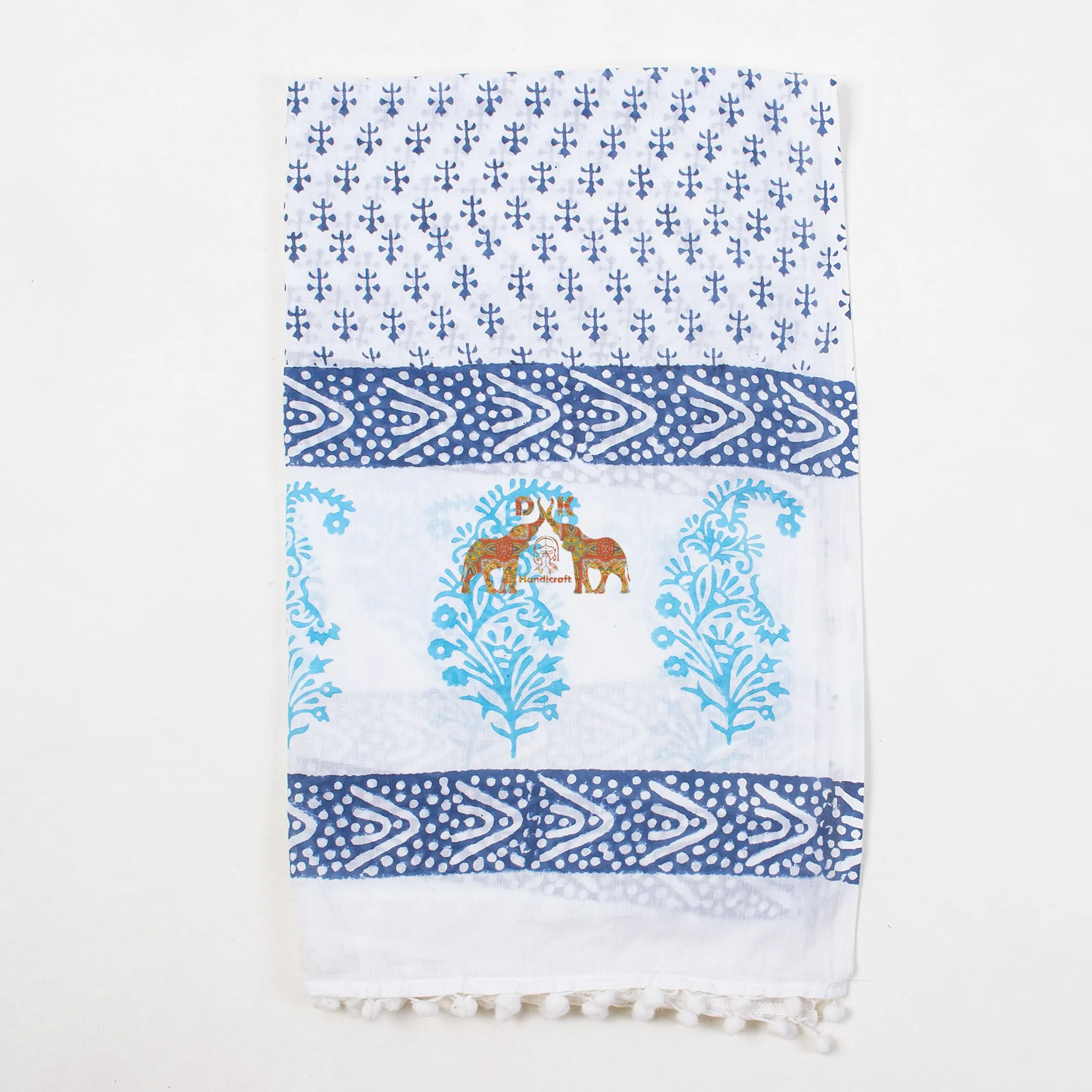 High Quality Custom Beach sarong coverup hand block print beach look white floral beautiful cotton sarong