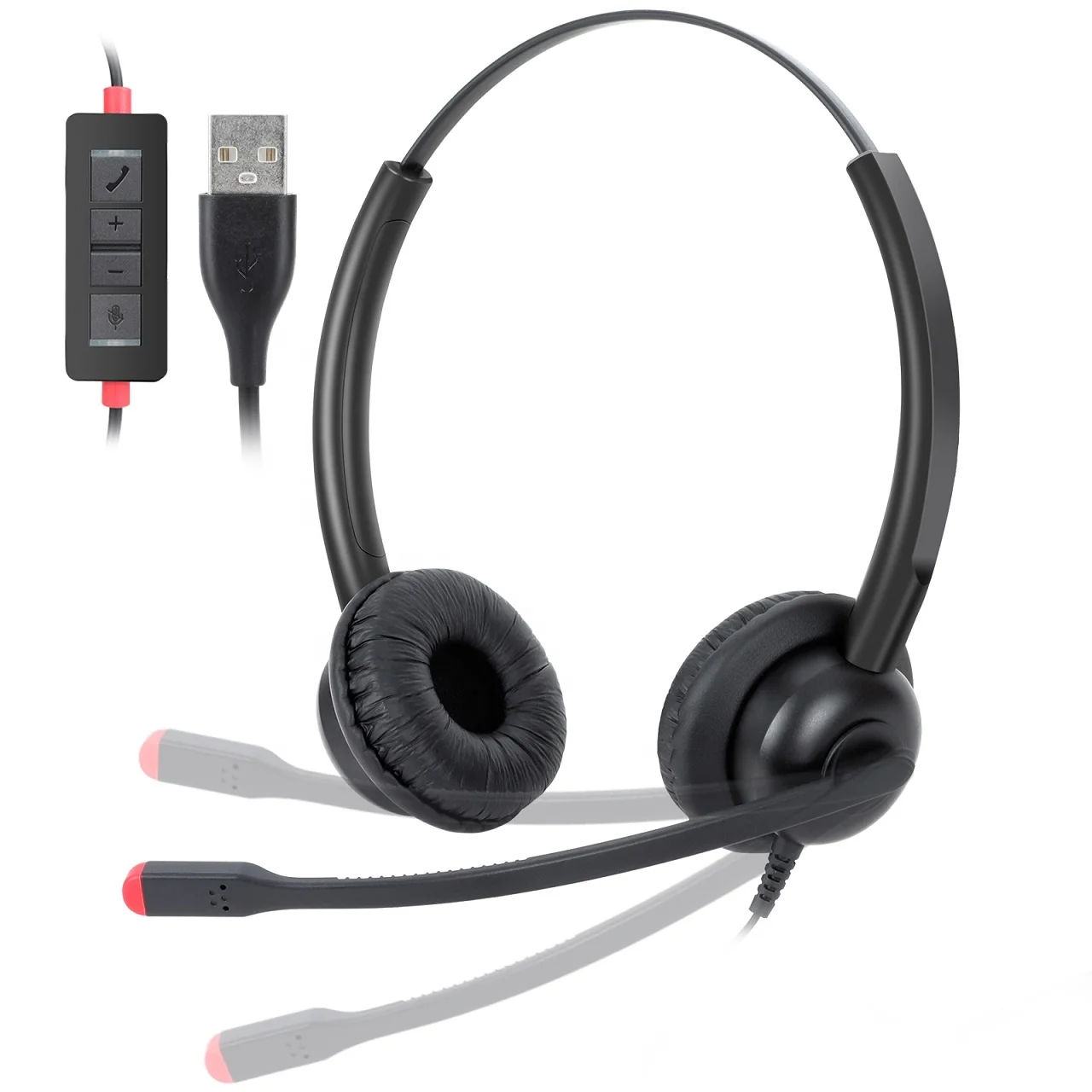
USB Computer Headset with Microphone Stereo Headphones & Audio Control for Skype Webinar Softphone Call Center Online Courses 
