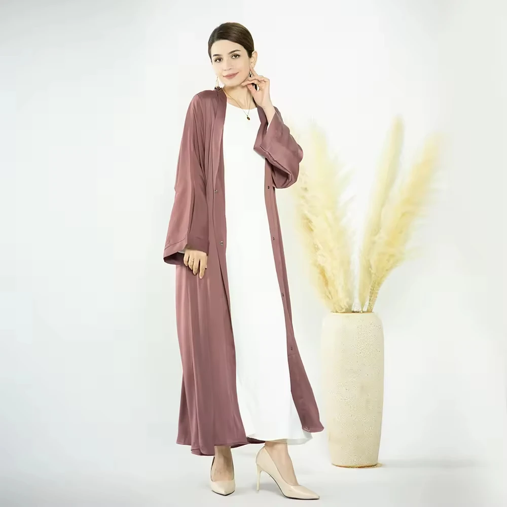 2024 new model high quality Fashion Muslim Islamic Girls Abaya Women Wrinkle Satin Dubai Modest Dresses Daily Wear Open Abaya