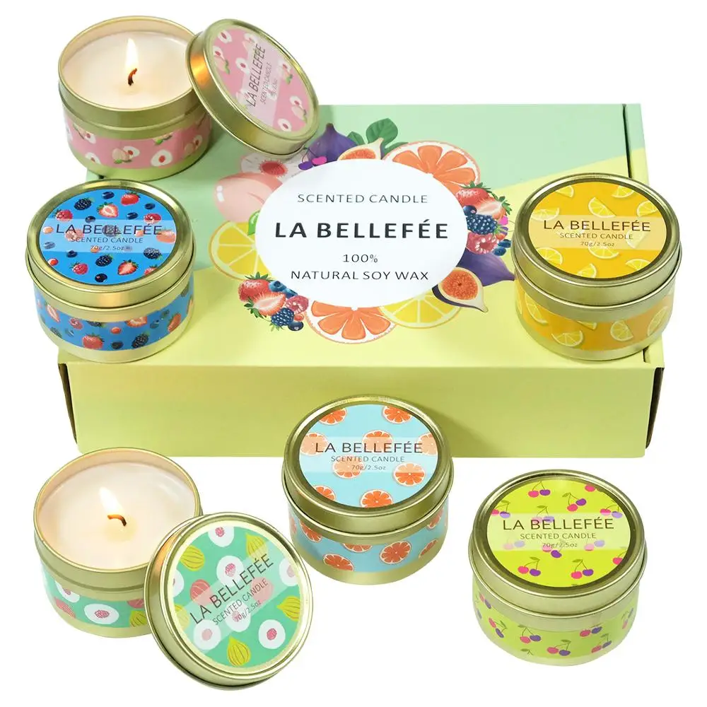 Custom Fruit Scented Candle Gift Set Soy Wax Making Candle in Tin for Home Decor Birthday